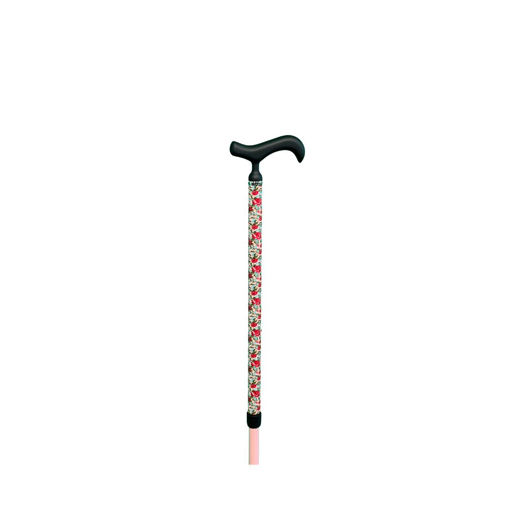 Subtle Autumn Floral Adjustable Walking Cane | Small Quad Base, Limited Edition - Canes Galore - Canes Galore
