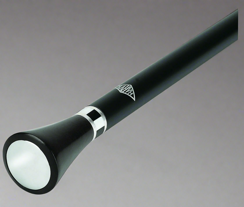 Art Deco Walking Cane with Ebony Wood and Mother of Pearl Accents - Canes Galore