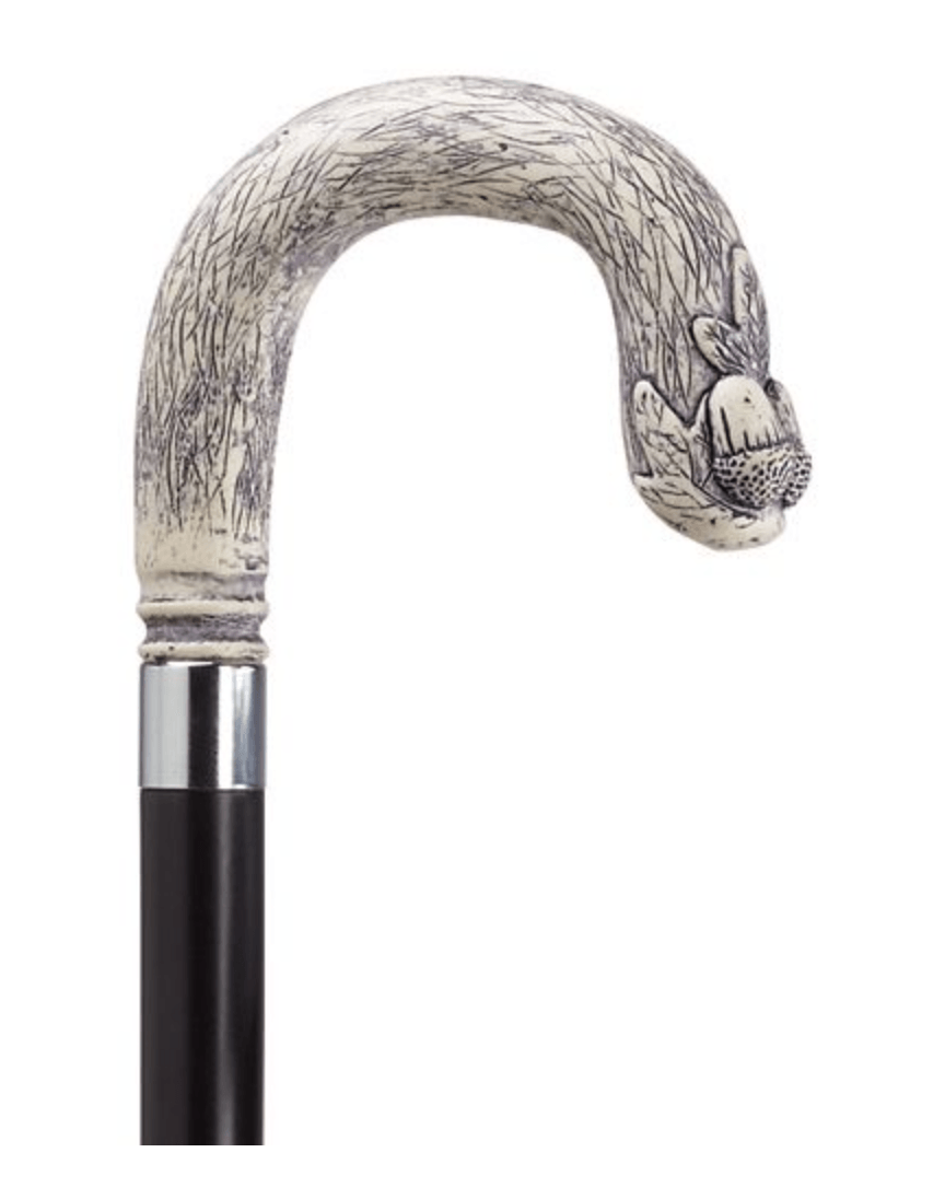 Antique Shepherd's Crook Scrimshaw on Black Wood Shaft 37
