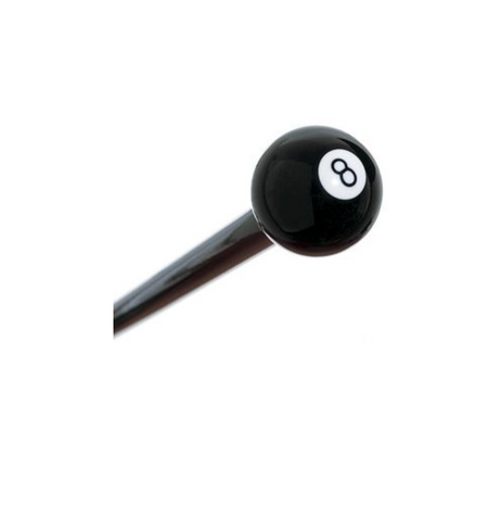 BILLIARD 8-BALL Walking Stick, black hardwood shaft 36