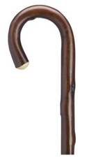 Natural Chestnut Walking Cane, Crook Handle,  Walnut stained