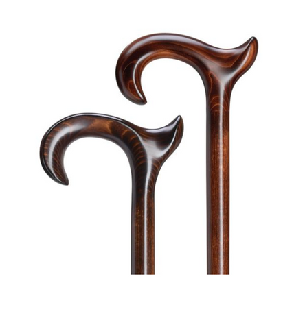 Experience Unmatched Comfort with the Solid Wood Anatomical Derby Crook Handle Walking Cane Right