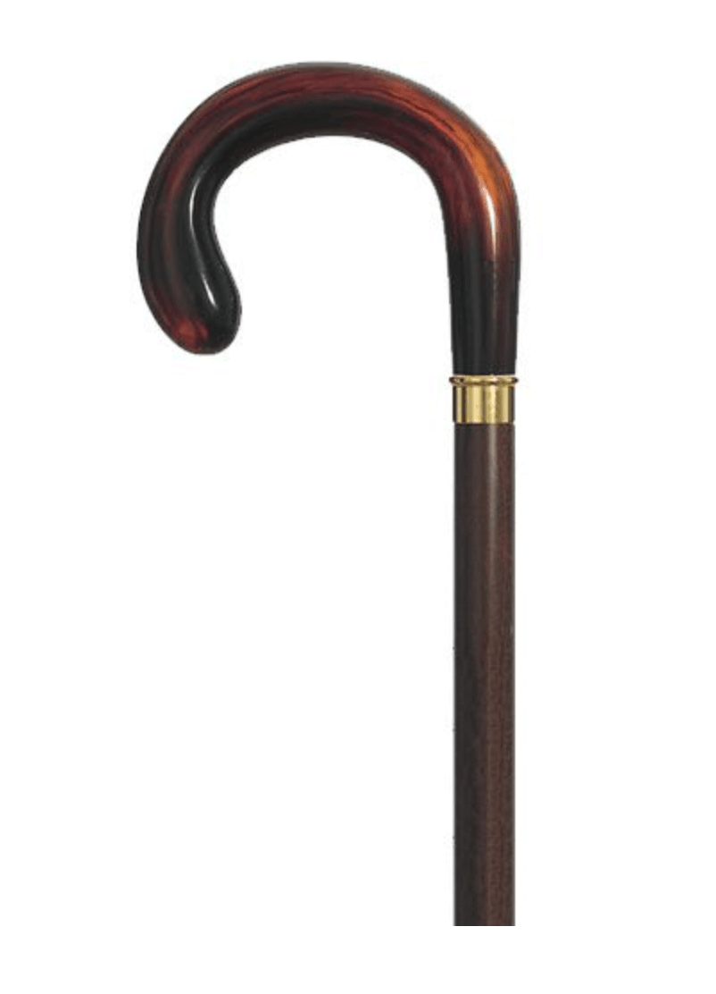 Sunset Men's Molded Crook Handle Walking Cane | Brown Beechwood Shaft 36