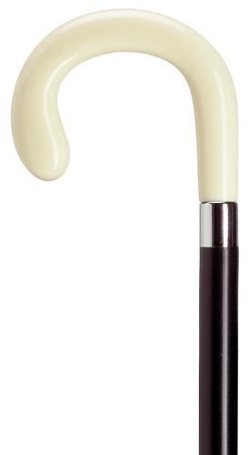 Men's Crook with Bulb Nose Walking Cane, White Ivory 36