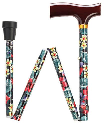 Night Flowers Travel Folding Adjustable Walking Cane 33-37