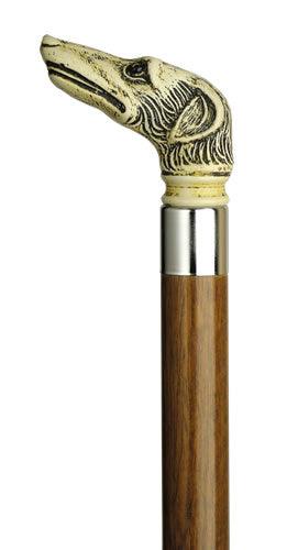Scrimshaw Whippet Dog head on Walnut Brown shaft 36