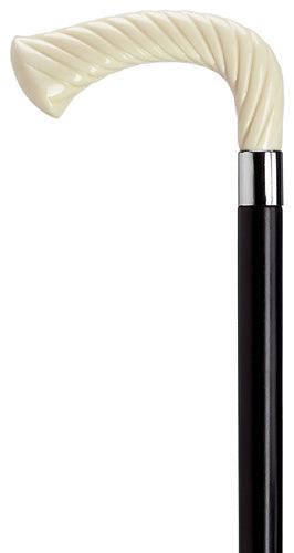 White Ivory "L" Unisex Rope Twist Walking Cane 36" - Canes Galore