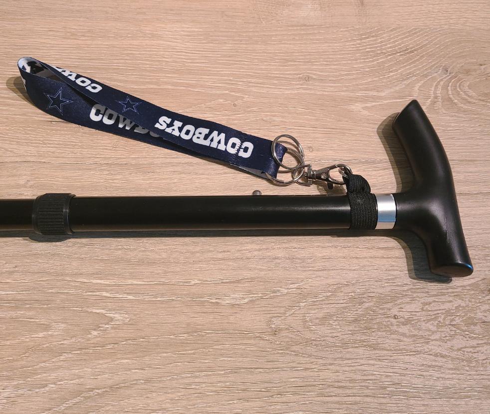 NFL Dallas Cowboys- Black Walking Cane with Themed Wrist strap