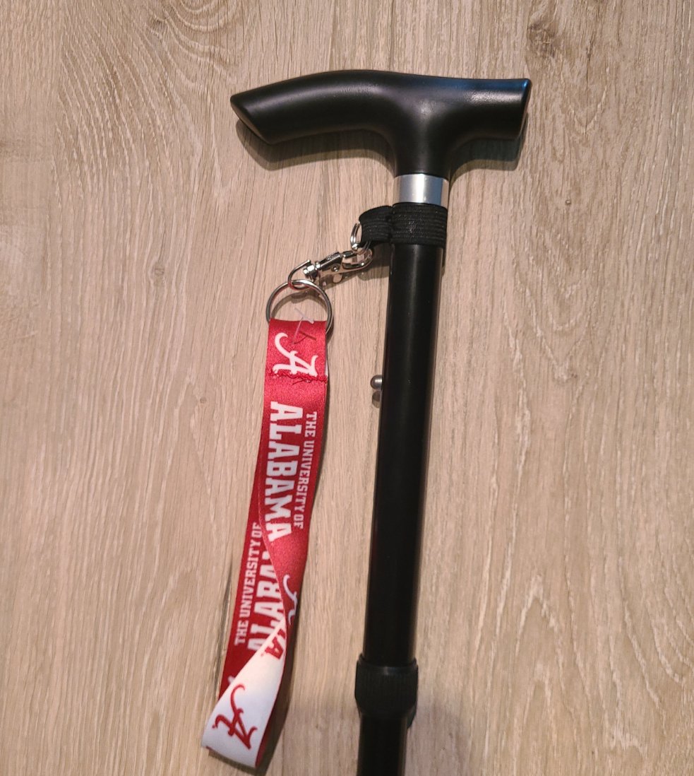 The University of Alabama- Black Walking Cane with Themed Wrist strap