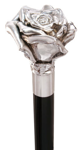 Italian Elegance: Concord Walking Sticks' Sterling Silver Rose Handle Cane