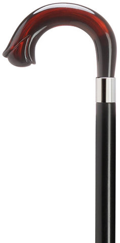 Unisex Crook Handle Walking Cane with Carved Nose, Shell 36