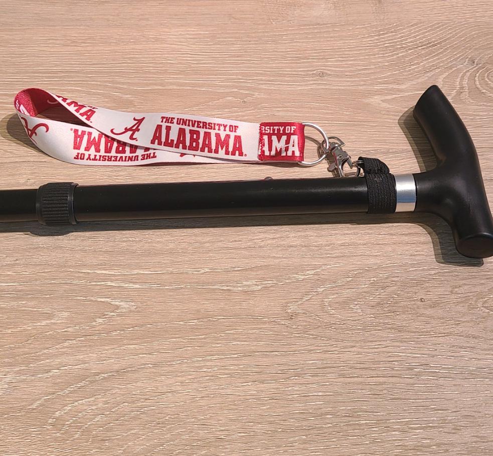 The University of Alabama- Black Walking Cane with Themed Wrist strap