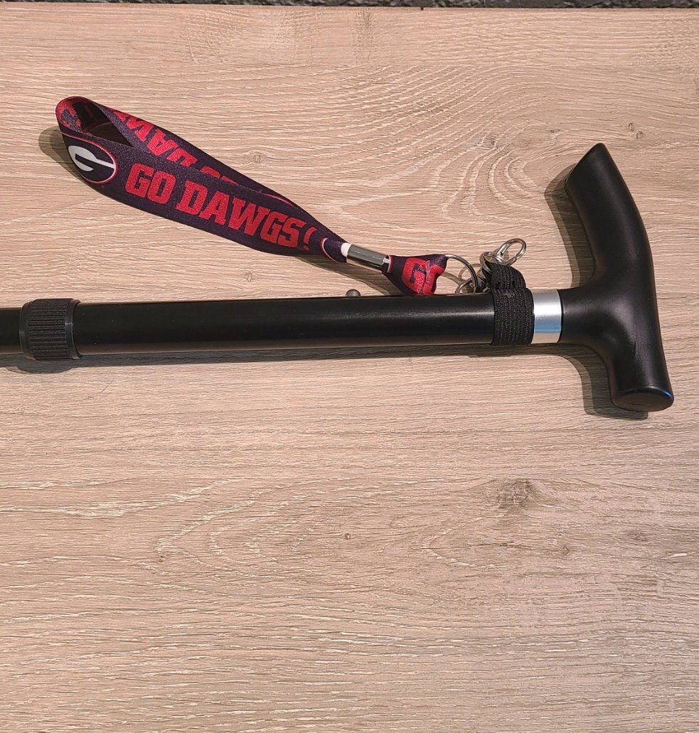 University of Georgia Bulldogs - Black Walking Cane with Themed Wrist strap