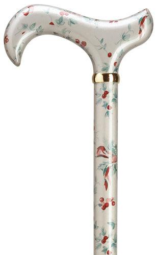 Christmas Holly Berries Hardwood Derby Walking Cane for Women | 36" - Canes Galore