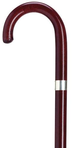 Ladies Mahogany finish wood Crook, sterling silver band, 36
