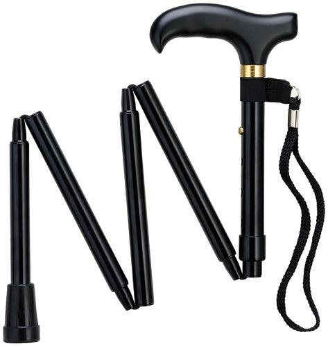 Ladies Black Mini Folding Cane with Travel Pouch 32