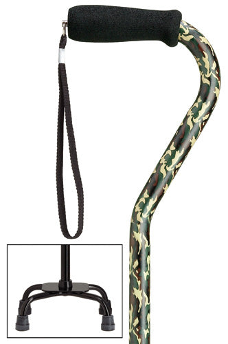 Camouflage Green Quad Cane, small base, 30-39