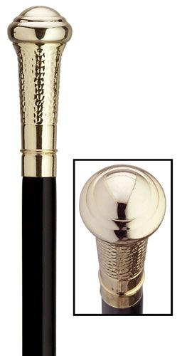 Formal Straight Black Walking Stick, Gold Nylon Cap 36