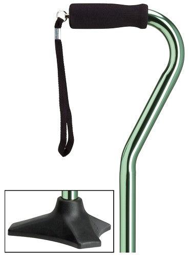 Able Tripod Base Offset Walking Cane, Green 30-39", includes base - Canes Galore