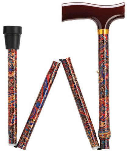 Classic Paisley Travel Folding Adj Cane 33-37