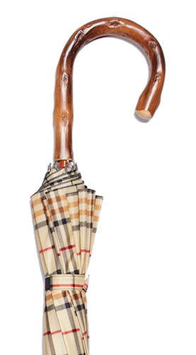 TAN TARTAN NATURAL CONGO CROOK UMBRELLA 38.5