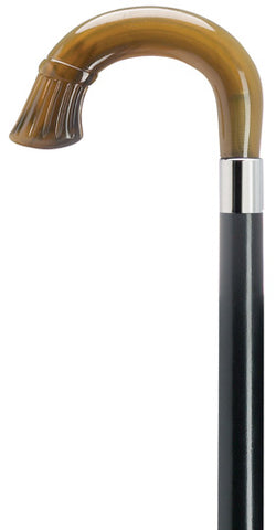 Unisex Crook Handle with Crown Nose Walking Cane, Horn 36