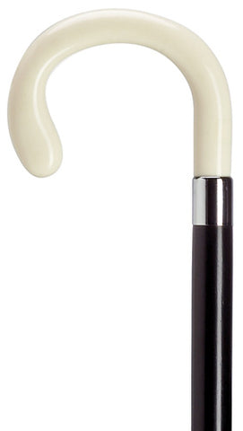 Ladies Crook Walking Cane with Bulb Nose, White Ivory 36