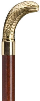 King Cobra Snake Brass Walking Stick, black 36