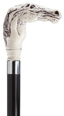 Scrimshaw Racehorse head on Walnut Brown shaft 36