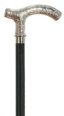 Firenze Nickle-plated Fritz Walking Stick, Black Shaft 36