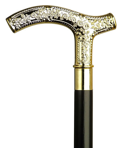 Unisex Formal Gold Finish Nylon Derby Black Shaft 36