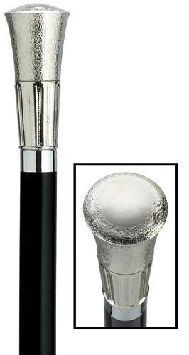 Formal Walking Cane - Embossed Silver Nylon FLAT TOP Walking Stick 36 inch - Canes Galore