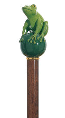 Hand Painted Green Frog Prince Cane | Brown Shaft 36
