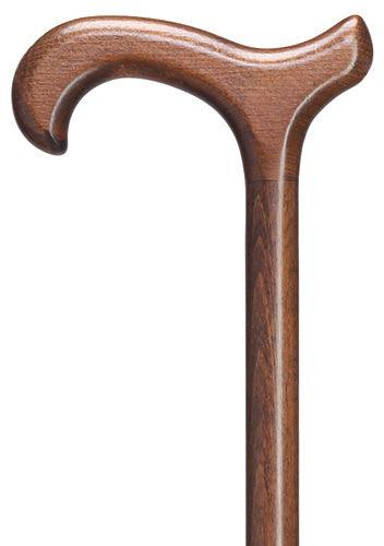 Walnut-stained hardwood Men's Derby Walking Cane, no collar 36