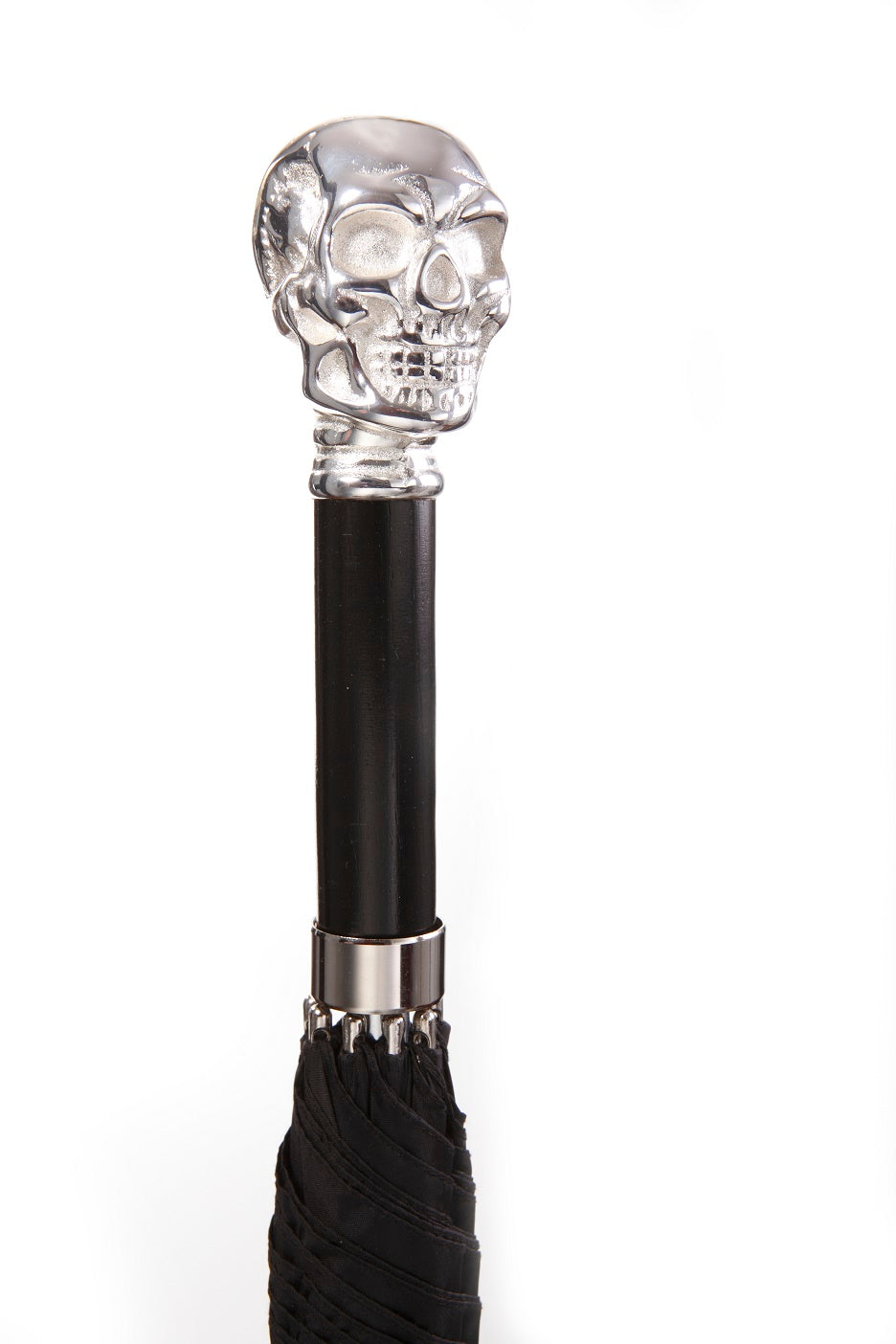  Skull Umbrella | Chrome Skull on Black Nylon Umbrella