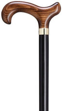 Dark Scorched Derby Wood Walking Cane, Black Shaft, Men's 36