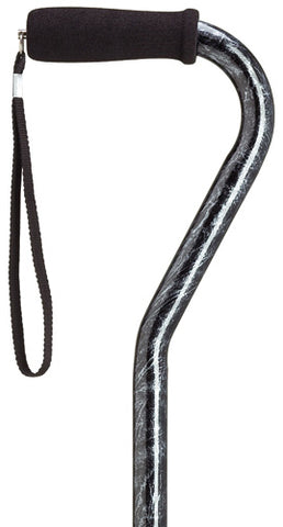 Black Marble Offset Walking Cane, Adjustable Cane 30-39