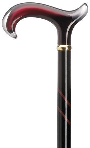 Burgundy Stripe Tease Derby, Ladies 36" - Canes Galore