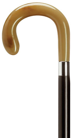Men's Crook with Bulb Nose Walking Cane, Horn 36