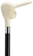 Horse Rider Jockey 'Red', simulated white ivory, black shaft 36