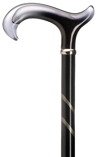 Grey Stripe Tease Derby Walking Cane, Ladies 36" - Canes Galore