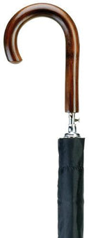 Men's Dark Wood Self Opening Crook Umbrella, Black