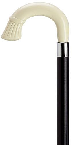 Unisex Crook Handle with Crown Nose Walking Cane, Ivory 36" - Canes Galore