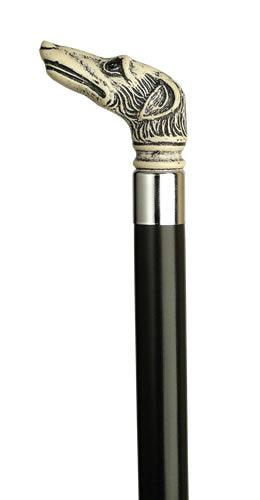 Scrimshaw Whippet Dog head on Black shaft 36" - Canes Galore