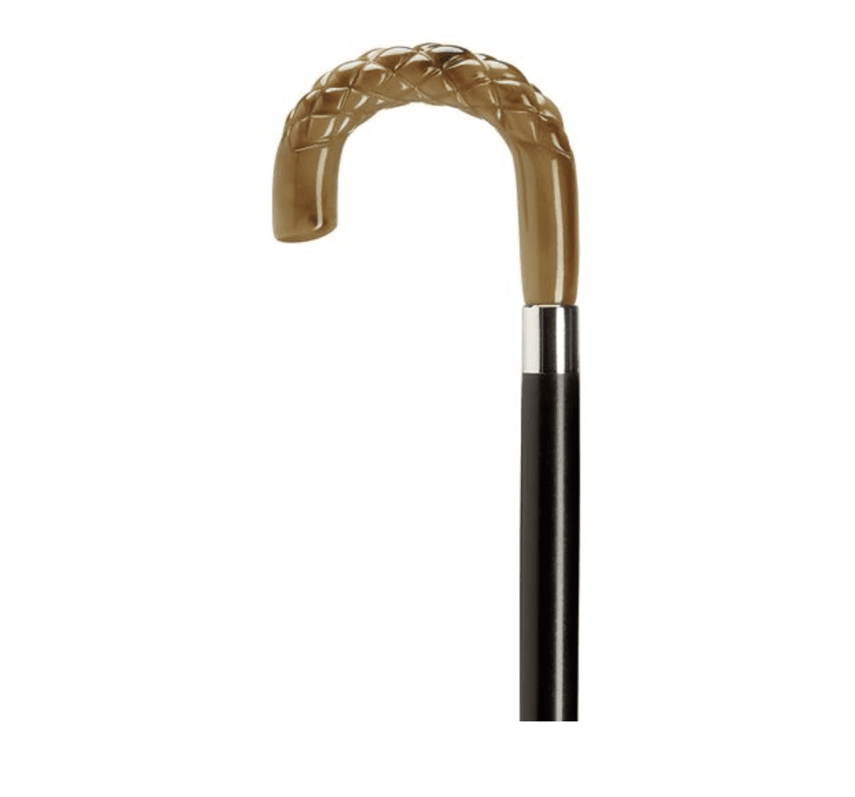 Men's Crook with Diamond Carving Walking Cane, Horn 36