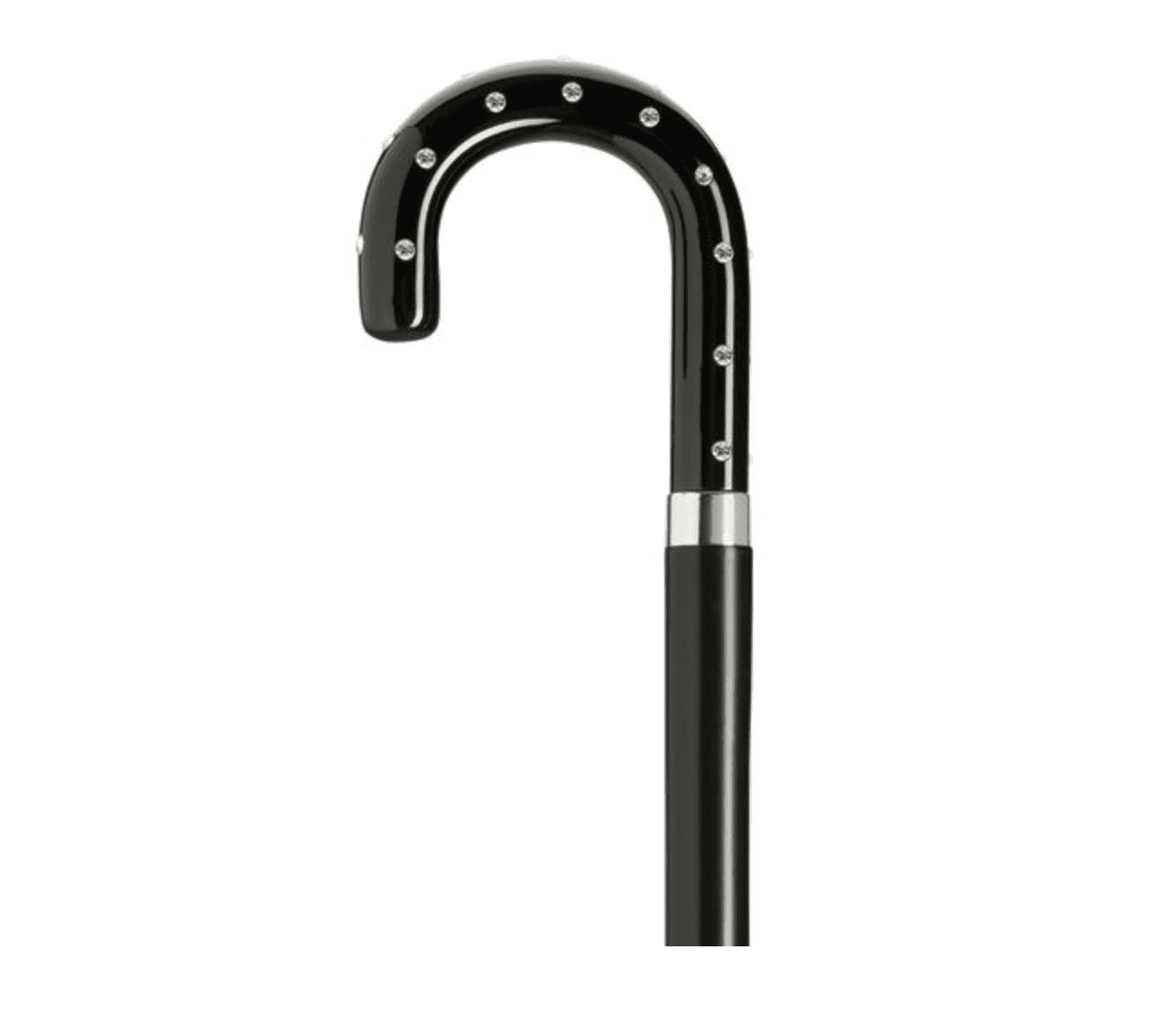 Rhinestone Lady Crook Walking Cane, Black 36