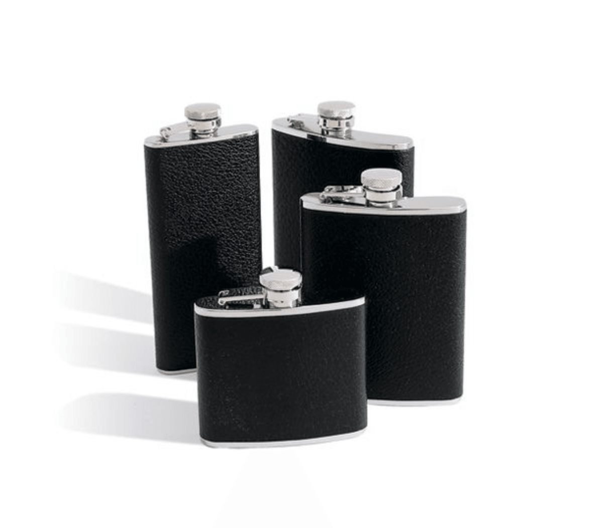 Luxurious Black Buffalo Leather Stainless Steel Flask with Bayonet Top - Canes Galore
