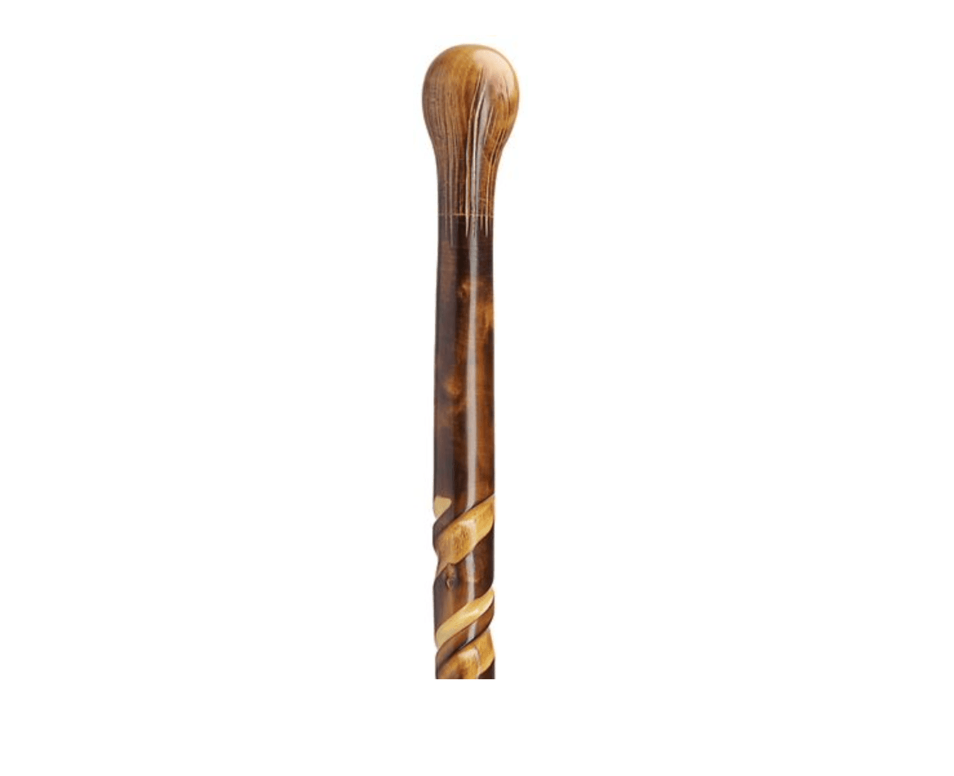 Spiral Carved Chestnut Bulb Top Hiking Staff 36.5