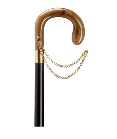 Ladies Crook Walking Cane with Gold Chain, Horn 36