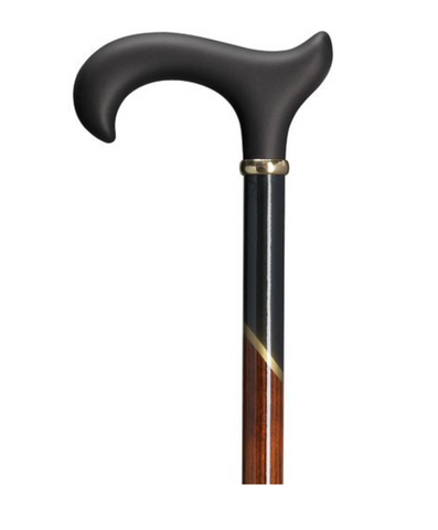 Soft Touch Brown Tease Wide Handle Derby Mens Walking Cane, cherry/gold 36